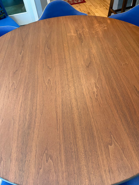 Vintage Mid-Century Modern Segmented 60" Round Dining Table and 6 Shell Chairs by Charles & Ray Eames for Herman Miller