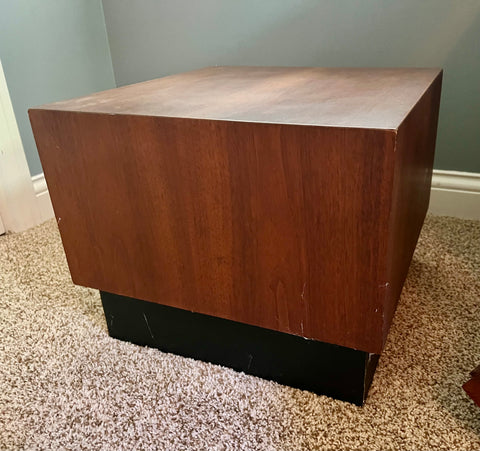 Vintage Adrian Pearsall Walnut Mid-Century Modern Floating Cube Side Table