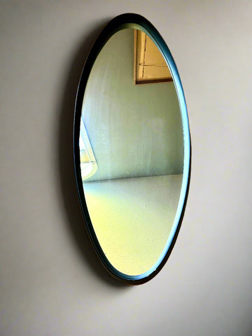 Vintage Industrial Mid-Century Modern Oval Wall Mirror (2 Available)
