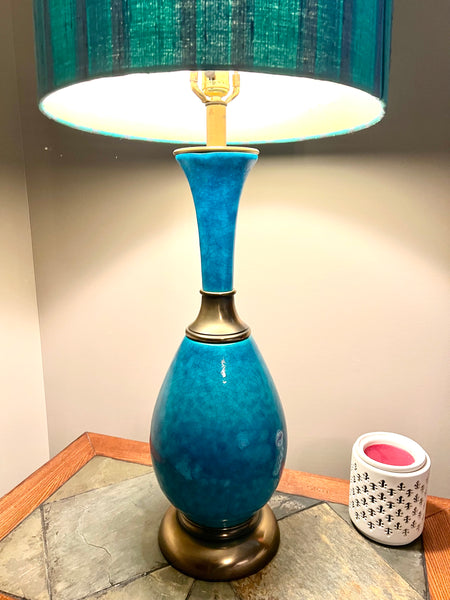 Vintage Mid-Century Modern Aldo Londi Bitossi Rimini Blue Table Lamp
