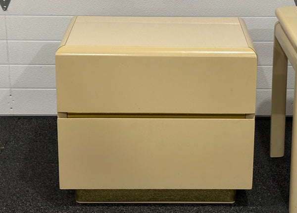 Vintage Post Modern LANE Cream and Brass Lacquer Nightstand