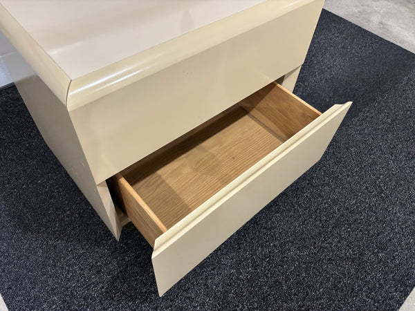 Vintage Post Modern LANE Cream and Brass Lacquer Nightstand