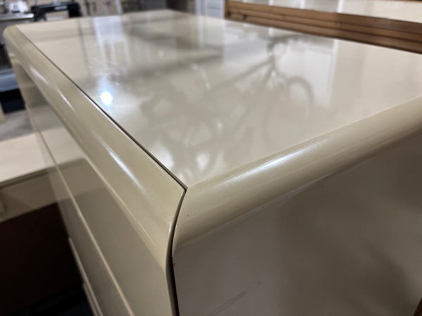 Vintage Post Modern LANE Cream and Brass Lacquer Highboy Dresser (2 Available)