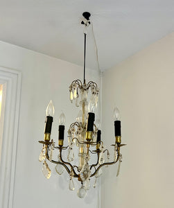 Antique Louis XVI Crystal and Brass Chandelier