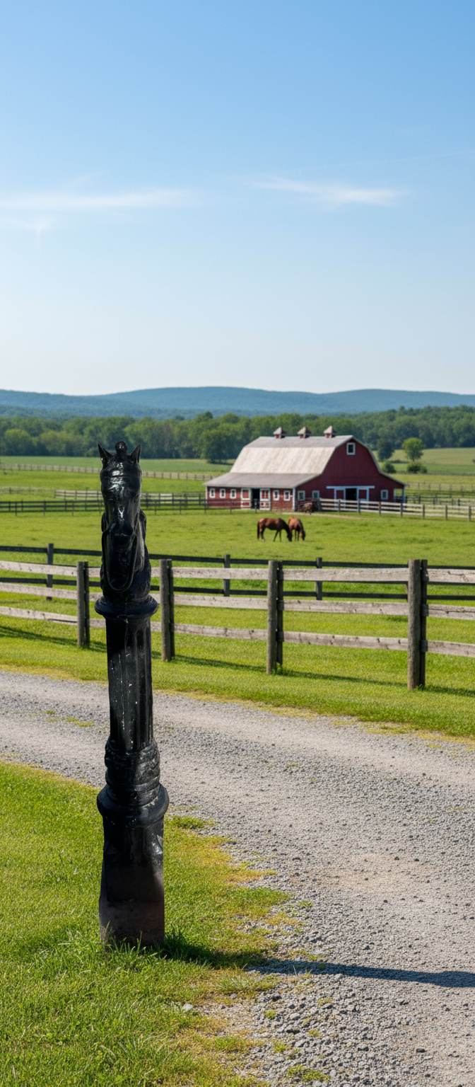 Antique American Cast Iron and Painted Horse Hitching Post