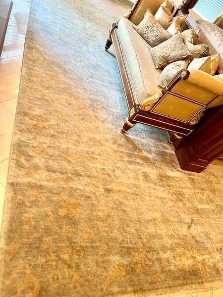 Carol Bolton Aqua Leaf Vintage Rugs for E.J. Victor by Kalaty Area Rug