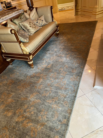 Carol Bolton Aqua Leaf Vintage Rugs for E.J. Victor by Kalaty Area Rug