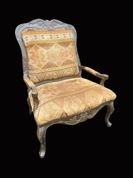 Antique French Louis XV Style Carved Walnut Armchair
