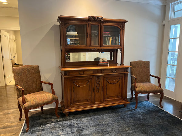 Antique French Carved Walnut Buffet A Deux Corps