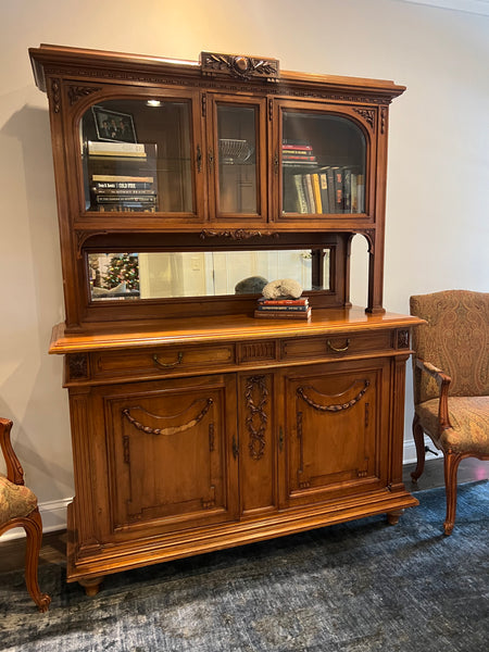 Antique French Carved Walnut Buffet A Deux Corps