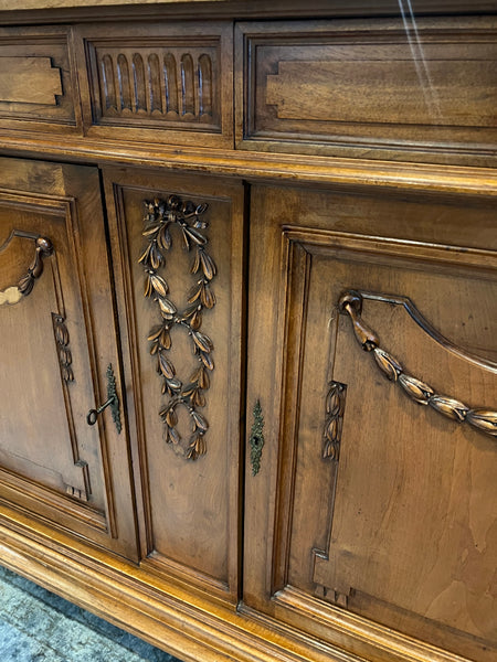 Antique French Carved Walnut Buffet A Deux Corps