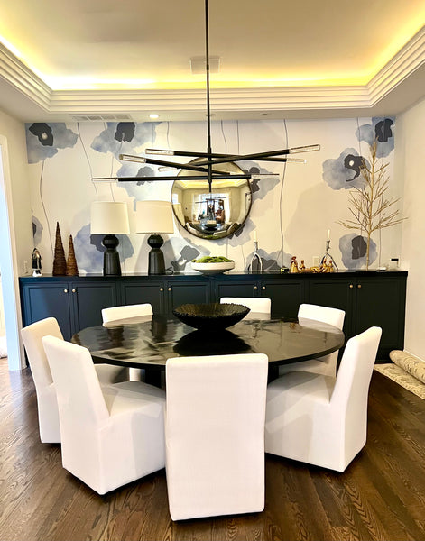 Set of 8 Restoration Hardware Ellison Skirted Dining Side Chairs on Casters