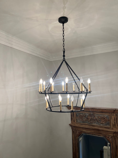 Visual Comfort Darlana 50" Two Tiered Ring Chandelier by E.F. Chapman