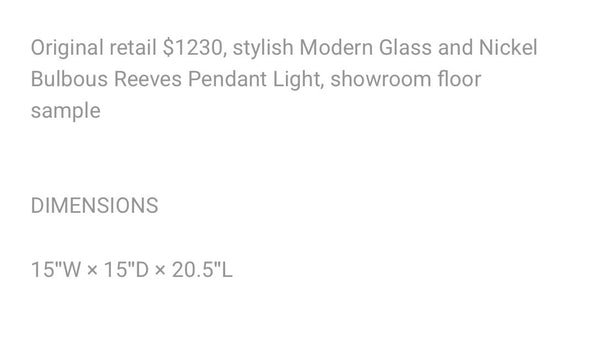 Pair of Modern Glass and Nickel Bulbous Reeves Pendant Lights