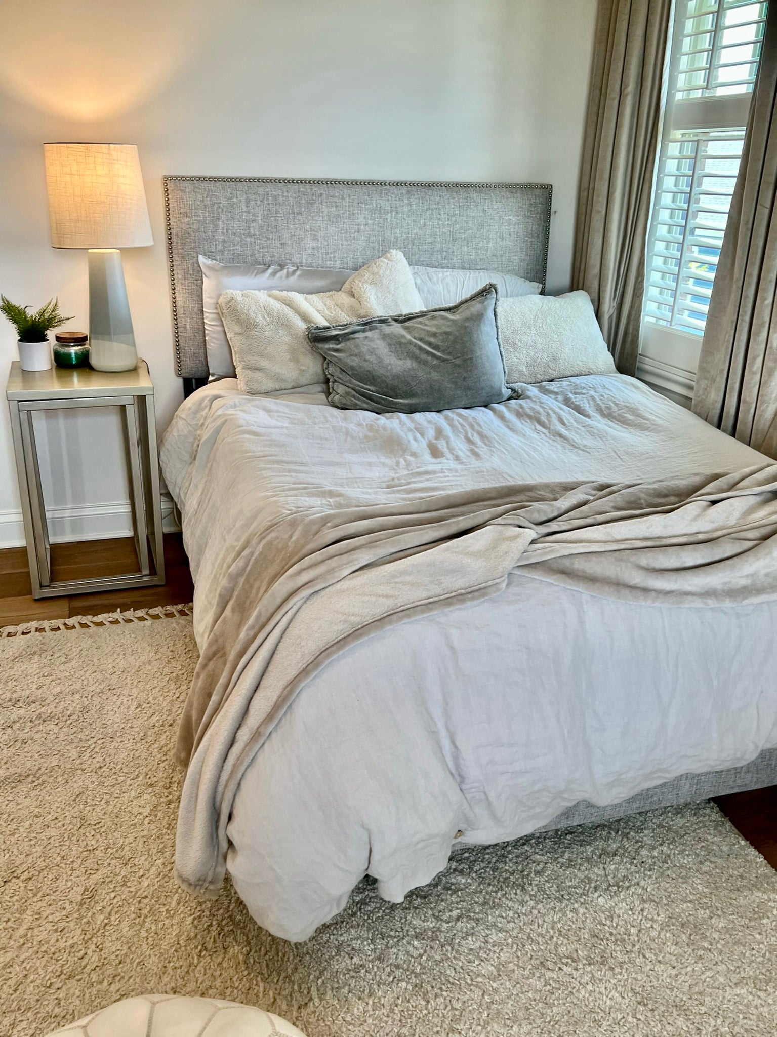 Gray Full Size Upholstered Bed