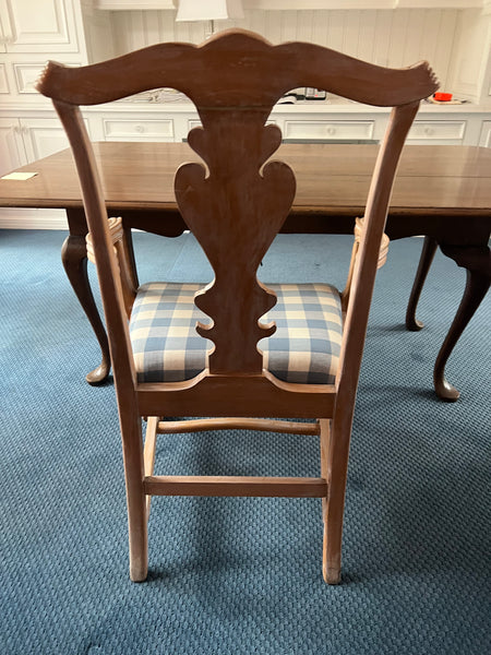 Pair of Queen Anne Style Armchairs with Gingham Seats