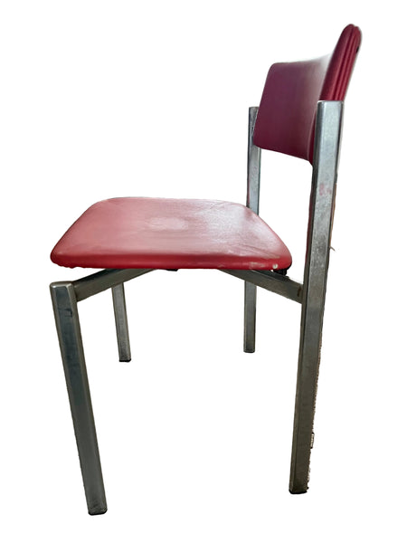 Set of 3 Red Chrome Kiki Chairs Designed by Ilmari Tapiovaara for Stendig