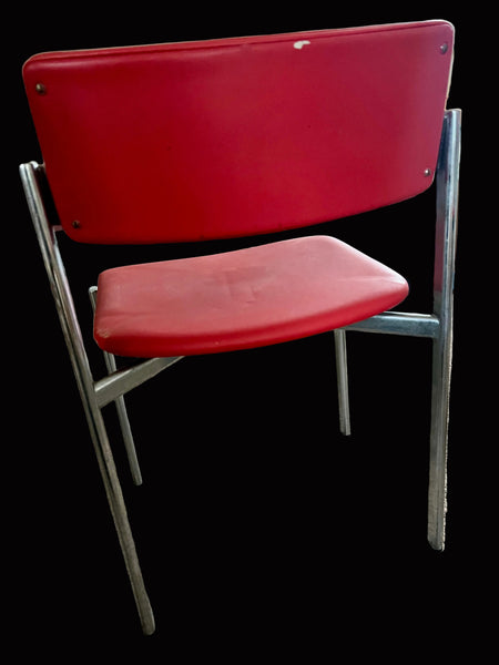 Set of 3 Red Chrome Kiki Chairs Designed by Ilmari Tapiovaara for Stendig