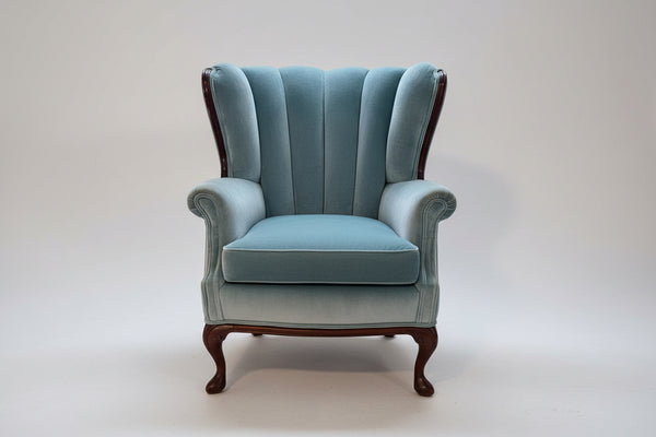 Vintage Wingback Velvet Armchair