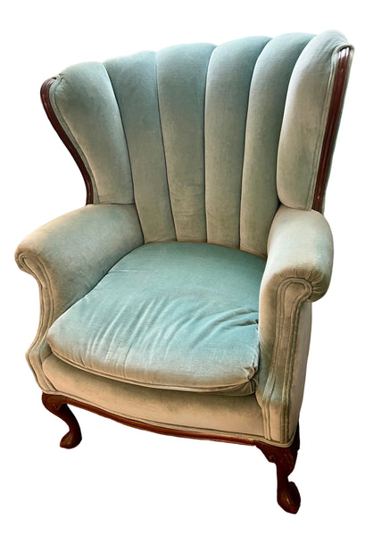 Vintage Wingback Velvet Armchair