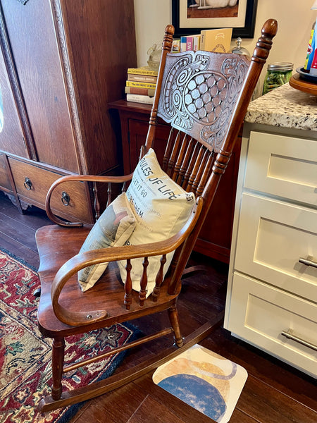 Antique Solid Wood Pressed Back Rocking Chair