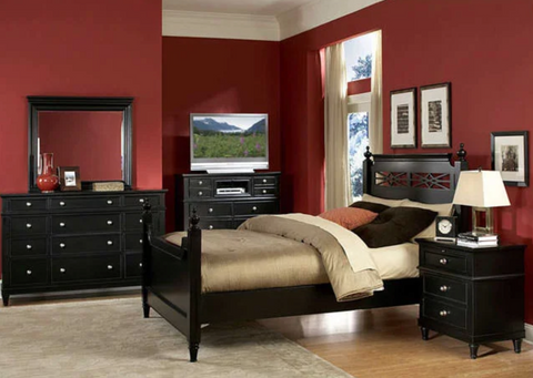Black Dresser with Mirror and Nightstand