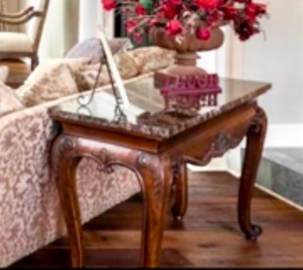 Hekman Solid Wood and Marble Console Table