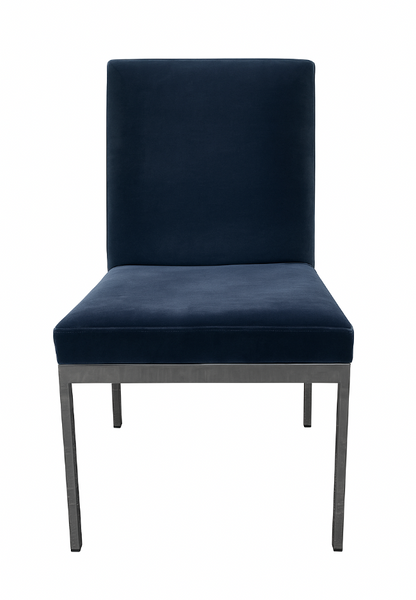 Set of Eight Vintage 1970's MCM Chrome Blue Velvet DIA Dining Chairs by Milo Baughman