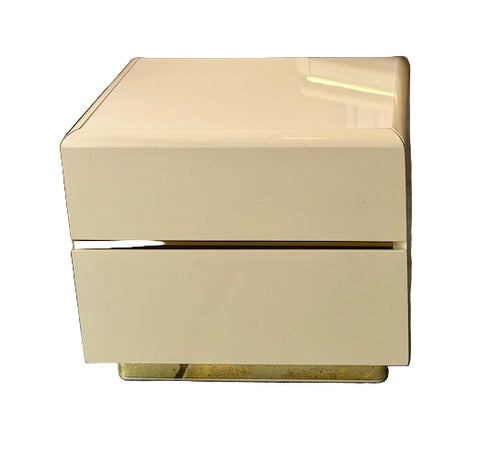 Vintage Post Modern LANE Cream and Brass Lacquer Nightstand
