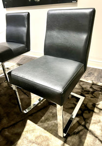 Set of 6 CANTONI MCM Chrome and Black Leather Dining Chairs