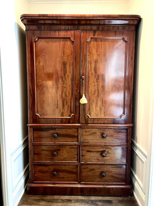 Antique English Linen Press Wardrobe Armoire