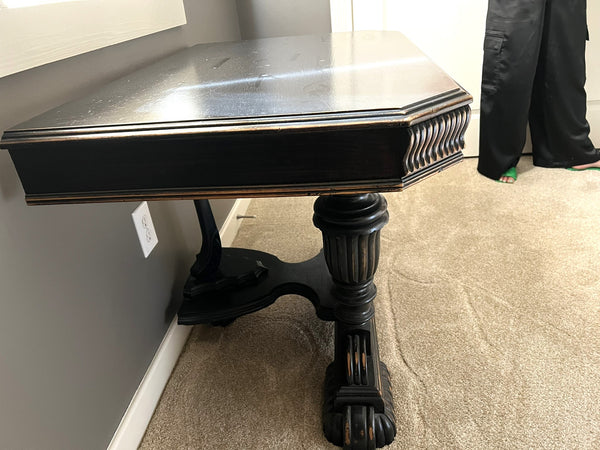 French Country Balustrade Black Console Table (2 Available)