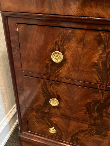 French Antique Chest of Drawers Commode with Black Marble Top