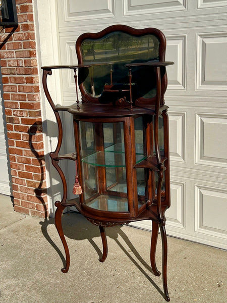 Antique Victorian Mahogany Etegere Curio Cabinet