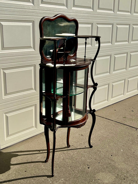 Antique Victorian Mahogany Etegere Curio Cabinet