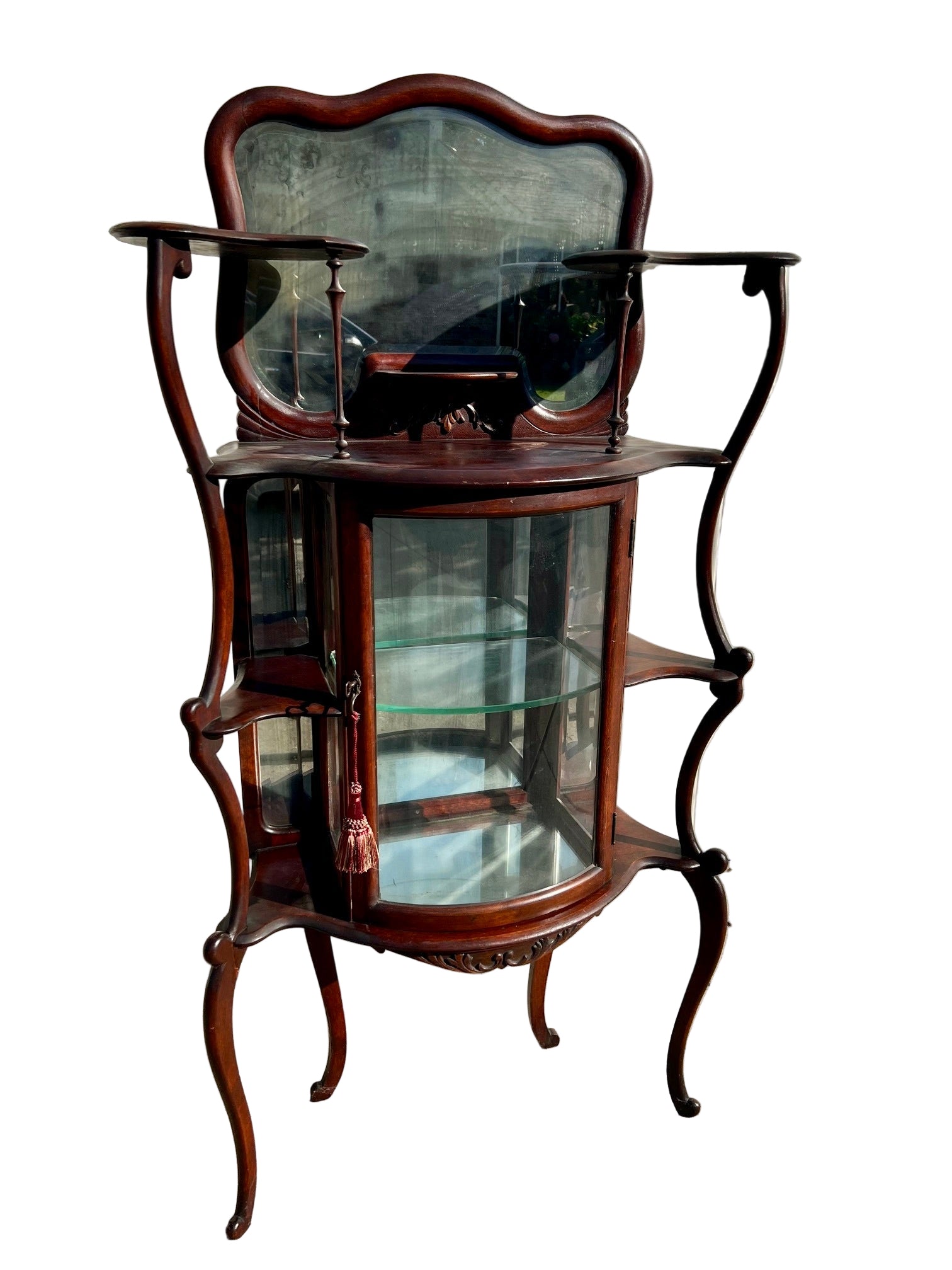 Antique Victorian Mahogany Etegere Curio Cabinet