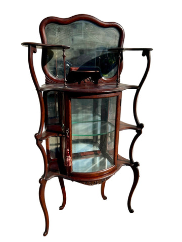 Antique Victorian Mahogany Etegere Curio Cabinet