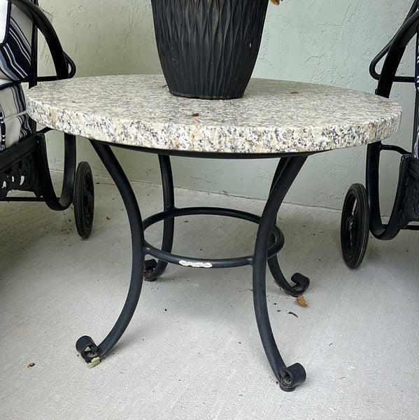 BROWN JORDAN Neoclassical Style Elegance Garden Granite Side Table (3 Available)