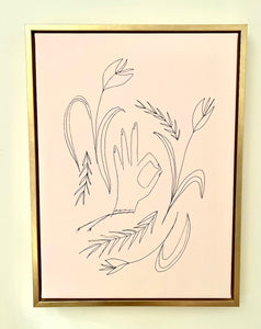 Pink Art with Brass Frame