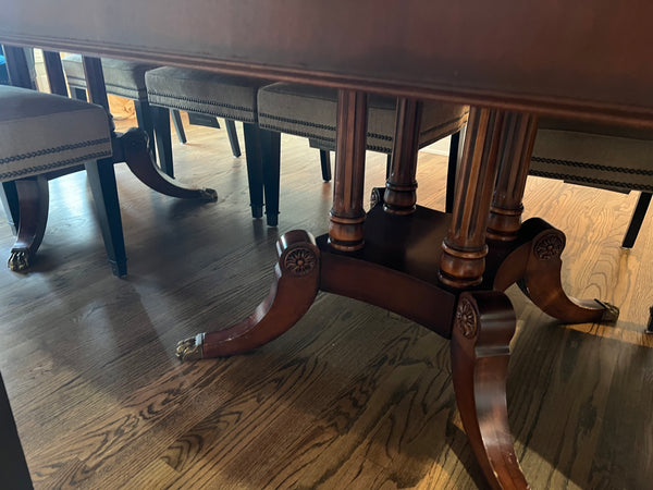 Henredon Double Pedestal Mahogany Dining Table with 3 Leaves