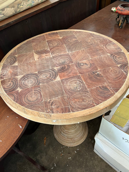 Round Solid Wood Pedestal Side Table
