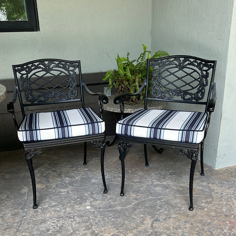 Pair of BROWN JORDAN Neoclassical Style Elegance Garden Armed Side Chairs