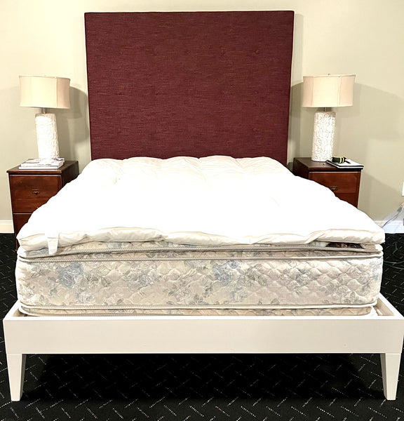 Queen Tall Fabric Headboard, Frame and Mattress Set