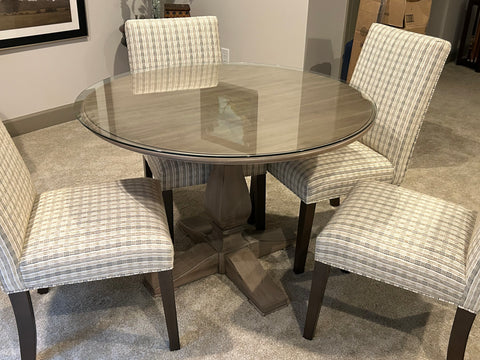 Ethan Allen Pewter Pedestal Dining Table and 4 Chairs