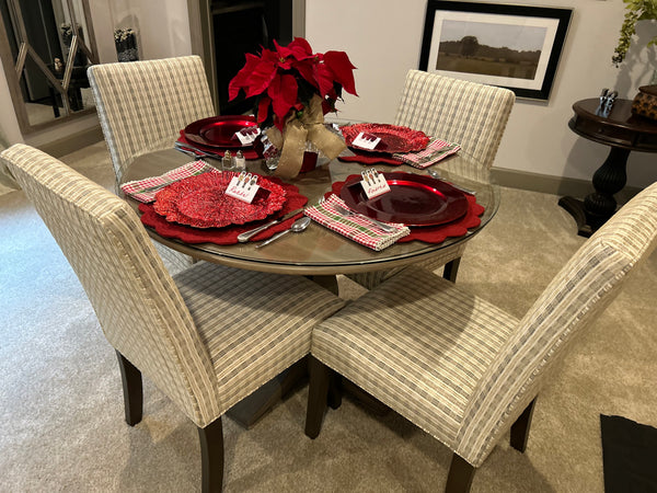 Ethan Allen Pewter Pedestal Dining Table and 4 Chairs