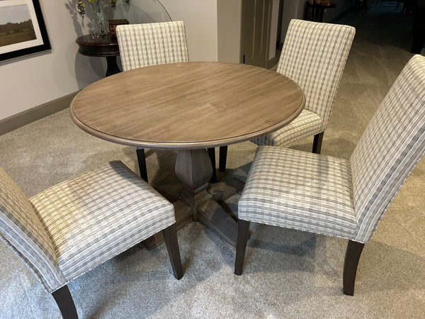 Ethan Allen Pewter Pedestal Dining Table and 4 Chairs