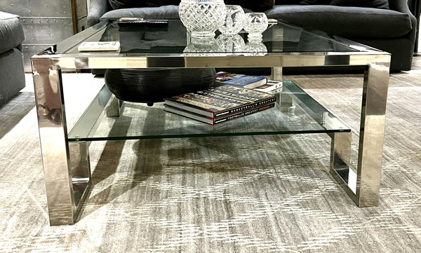 Z Gallerie Duplicity Chrome and Glass Coffee Table