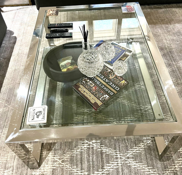 Z Gallerie Duplicity Chrome and Glass Coffee Table