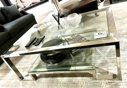 Z Gallerie Duplicity Chrome and Glass Coffee Table