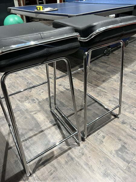 Pair of ZUO Mod Black Leather Bar Stools